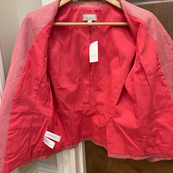 Loft salmon pink linen blazer NWT Sz 2 - Picture 4 of 8